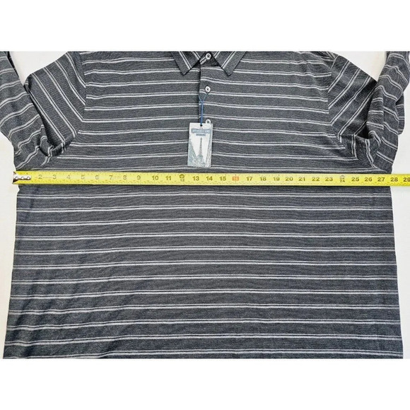 Cremieux Collection Size 2XL Men's Gray Stripe Long Sleeve Cotton Polo NWT - Picture 3 of 11